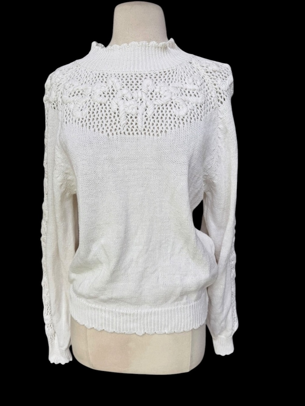 1980s/90s Lord Isaacs Ramie/Cotton Off White Chunky‎ Knit Sweater